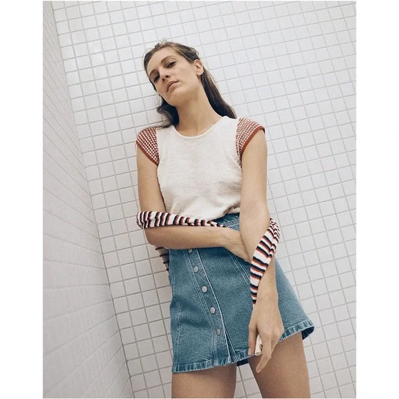 Madewell Stretch Denim A-Line Mini Skirt in Miller Wash - Picture 4 of 10